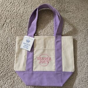 Trader Joe's Mini Canvas Pastel Tote Bag in Lavender